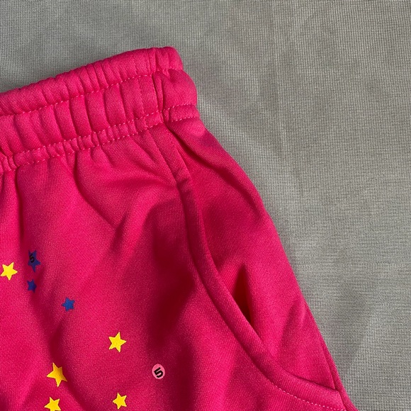 Sp5der Unisex Pink Cotton Stretch Track Pants - Picture 3 of 6